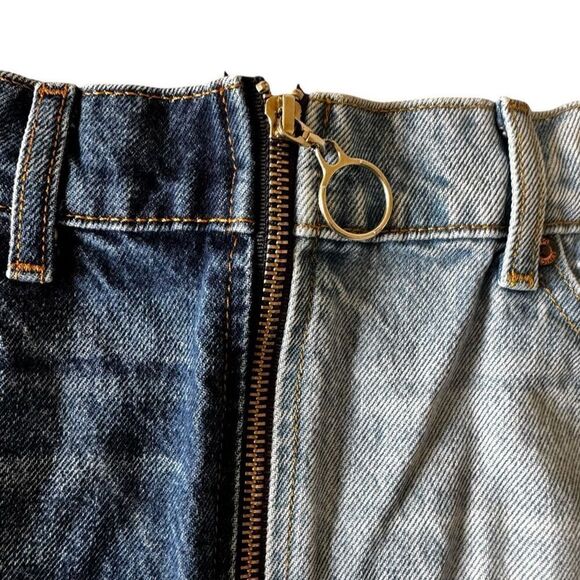 Revice Denim Two Tone Shorts Zipper Detail Made in USA LA Raw Hem Cut Off SZ 32 - Picture 4 of 16